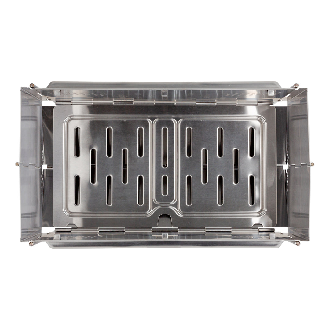 UCO fire pit and barbecue grill for low-smoke grilling