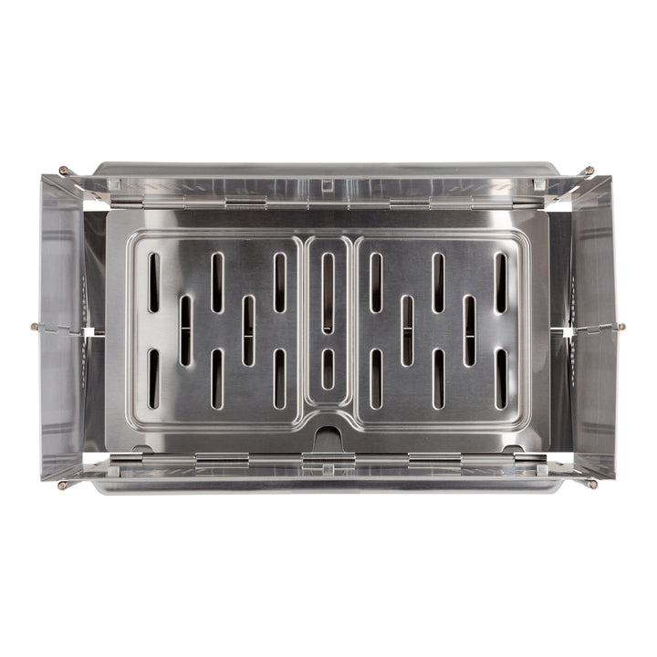 UCO fire pit and barbecue grill for low-smoke grilling