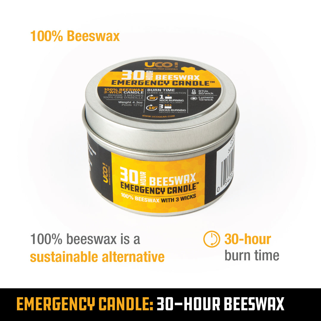 30-HR EMERGENCY CANDLE, BEESWAX