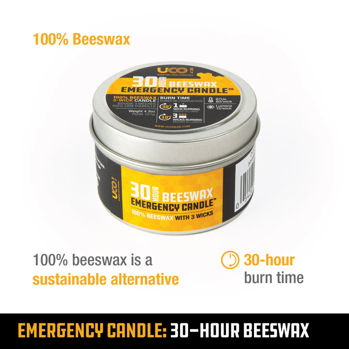 30-HR EMERGENCY CANDLE, BEESWAX