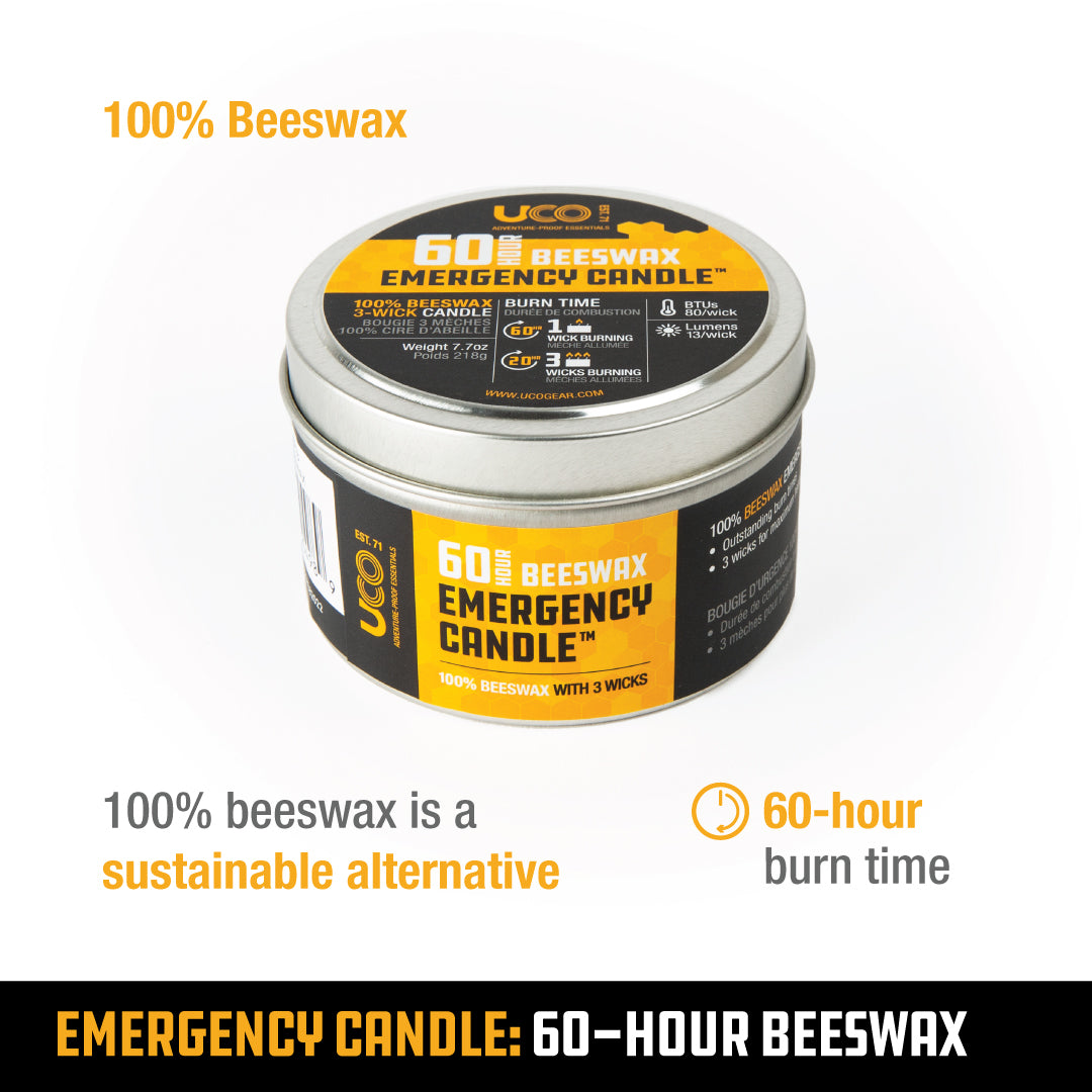 60-HR EMERGENCY CANDLE, BEESWAX