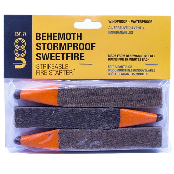 Long-burning UCO emergency fire starter for hurricane preparedness