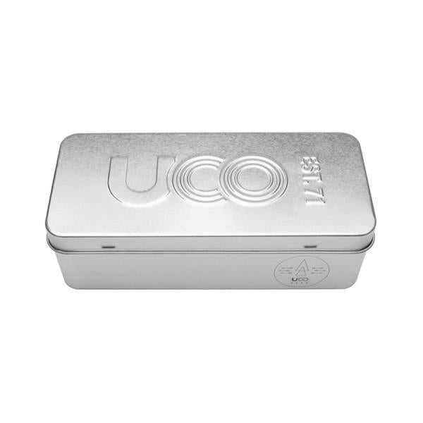 UCO Fire Starting Kit includes Sweetfire biofuel fire starters for wet-weather ignition, includes a metal tin for safe storage