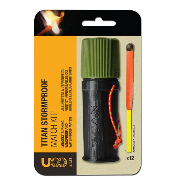 UCO Titan Stormproof Match Kit with 12 waterproof windproof matches for survival kits and bug-out bags