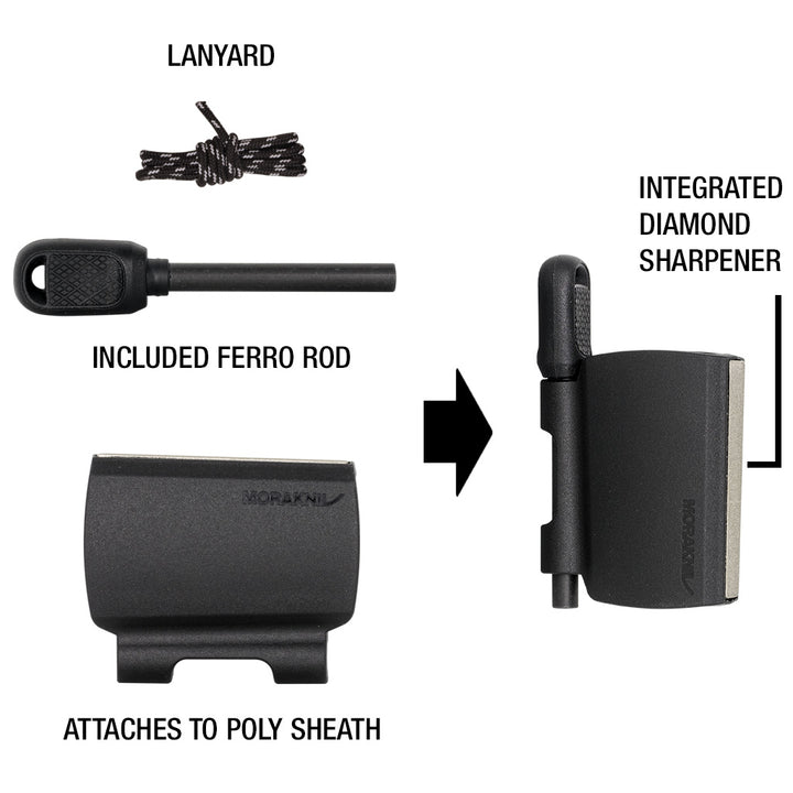 GARBERG - BLACK CARBON STEEL - W/ SURVIVAL KIT (C)