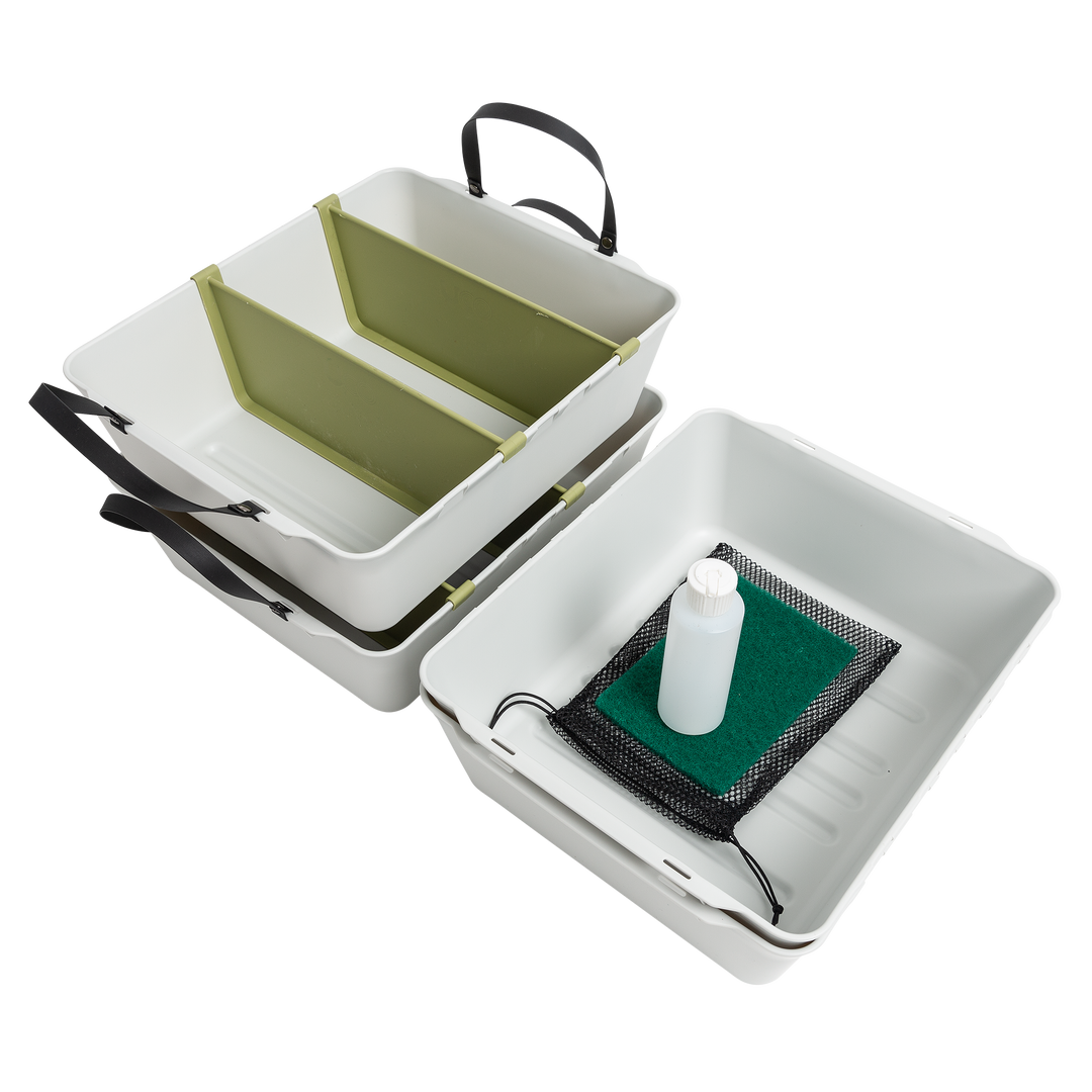 Camp cooking kit fully unpacked from the UCO Cookit Camp Kitchen system