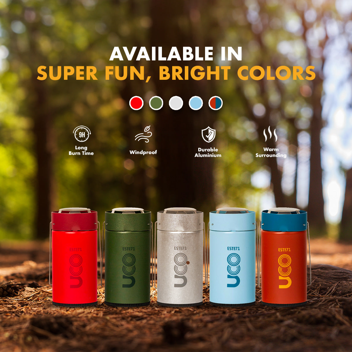 UCO Original Camping Lantern Red Or Yellow - Three Beeswax Candle