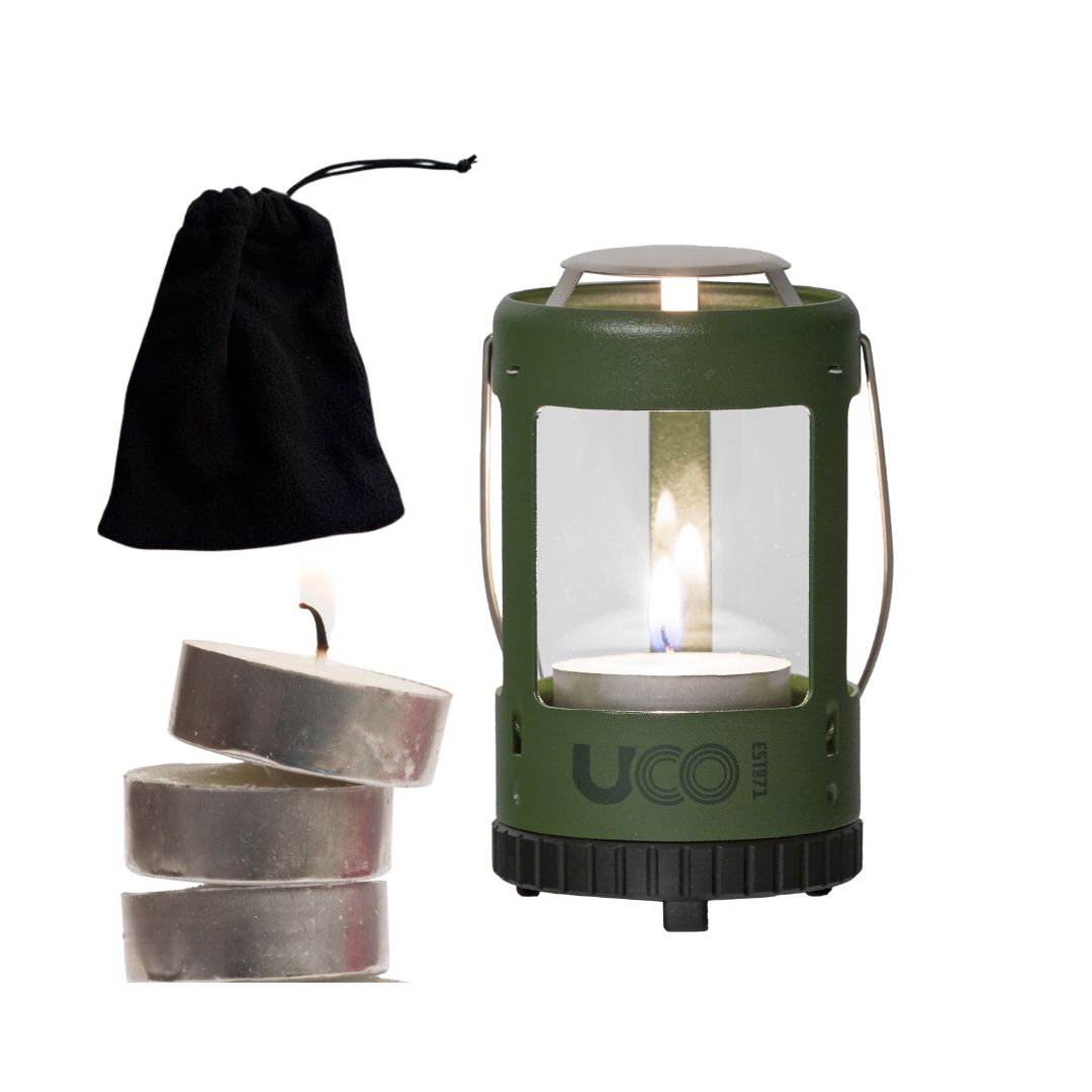 UCO Micro Candle Lantern グリーン UCO Candle Lantern Kit – Lightweight Lantern with Carry Case
