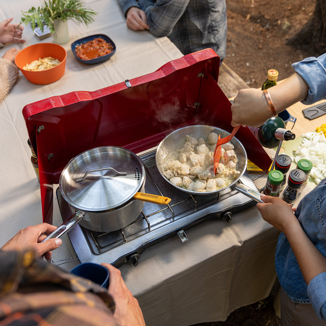 Nesting pots and pans included in the UCO Cookit Camp Kitchen set