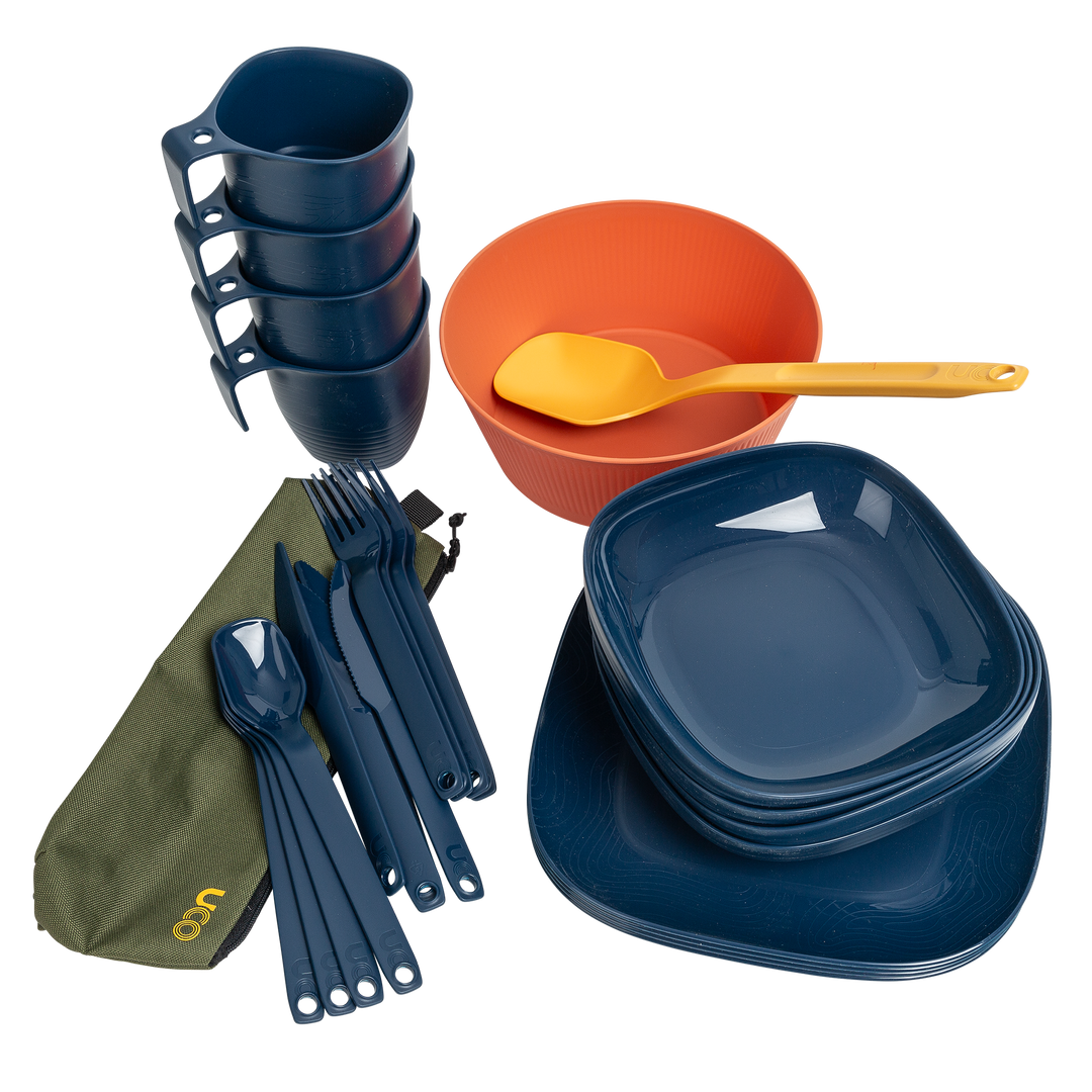 Portable camp cooking kit from UCO Cookit Camp Kitchen shown packed