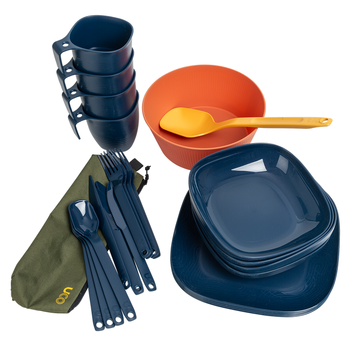 Portable camp cooking kit from UCO Cookit Camp Kitchen shown packed