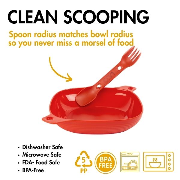 Recycled mess kit with nesting design and reusable tether