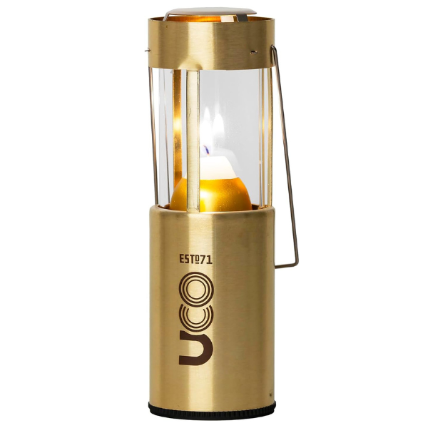 UCO Candle Lantern, Brass with 12-hour candle for emergency lighting and camping gear