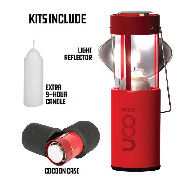 UCO Candle Lantern classic collapsible design with long-burning 12-hour candle