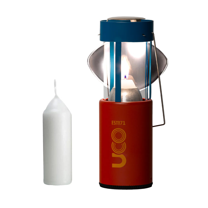 UCO Candle Lantern with 12-hour emergency candle for outdoor and emergency lighting_Terra Firma Orange Candle Lantern by UCO