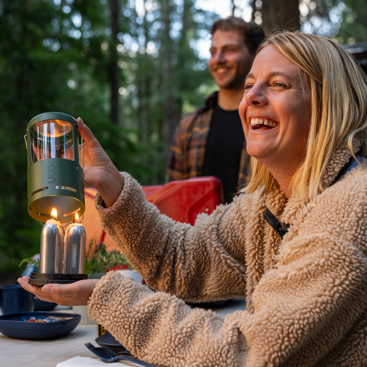 UCO Candlelier Candle Lantern for real candles with 3 emergency long burning candles for rugged outdoor use-Forest Green Candlelier Candle lantern
