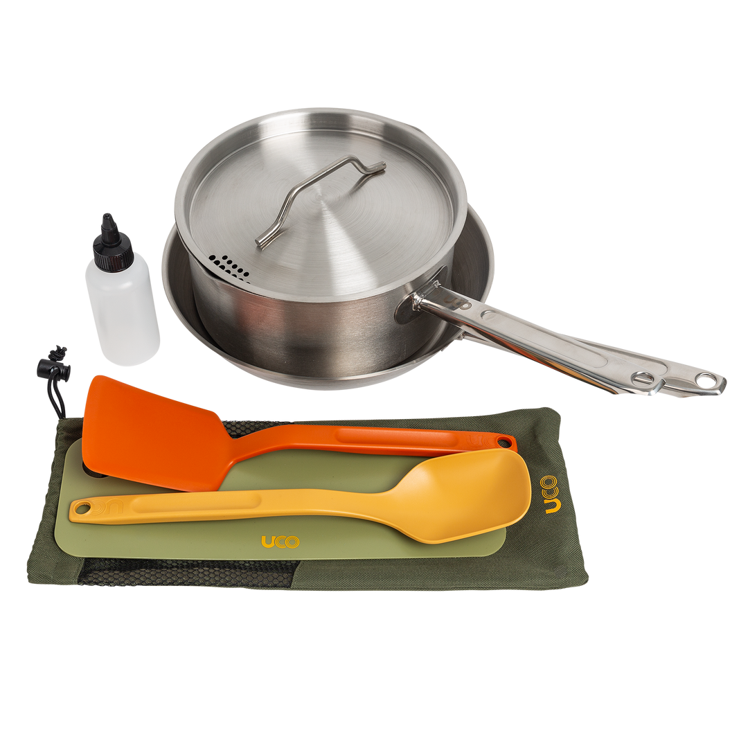 UCO Cookit Camp Kitchen contents displayed for organized campsite cooking