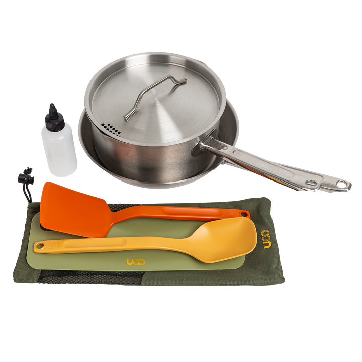 UCO Cookit Camp Kitchen contents displayed for organized campsite cooking