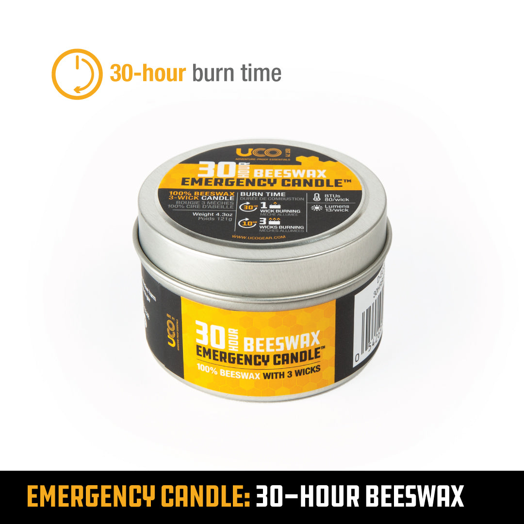 30-HR EMERGENCY CANDLE, BEESWAX