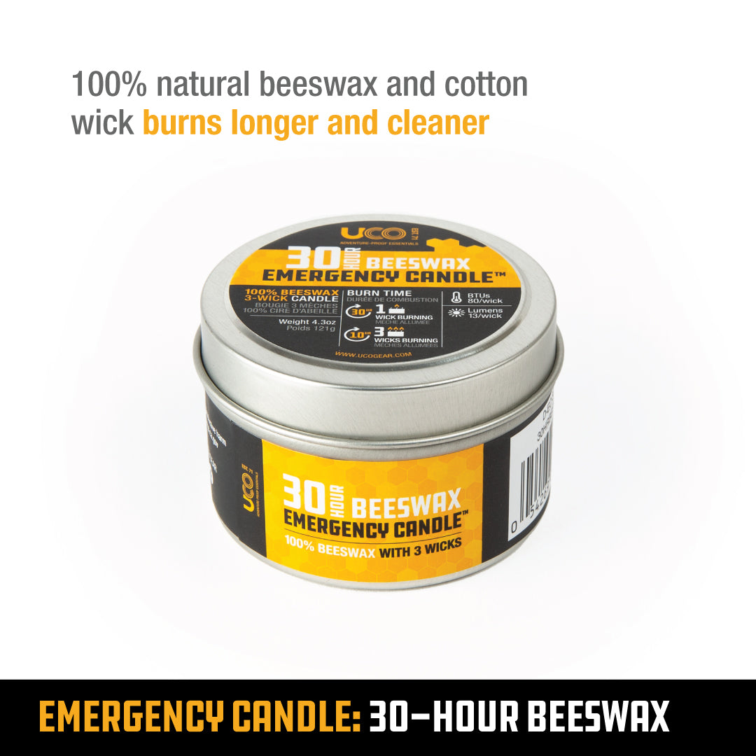 30-HR EMERGENCY CANDLE, BEESWAX